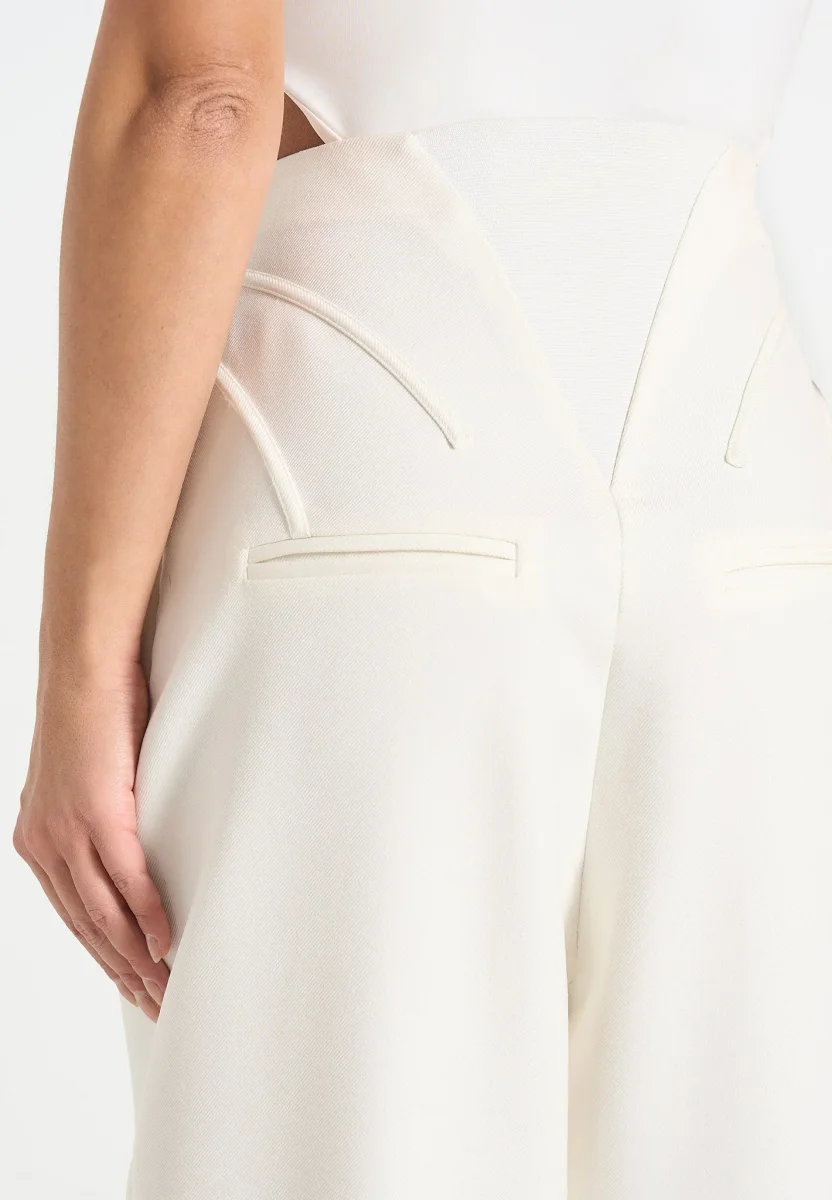 Rena - High Waisted Corset Sculptural Pants - Off White - Image 3