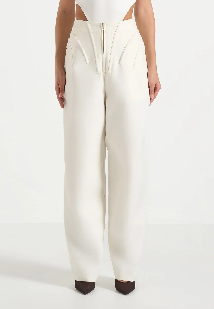 Rena - High Waisted Corset Sculptural Pants - Off White - Image 4