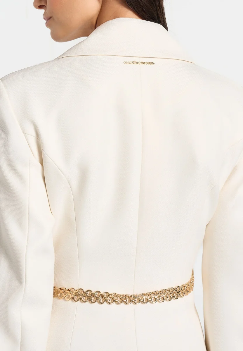Zara - Double Breasted Blazer Dress With Chain - Off White - Image 5