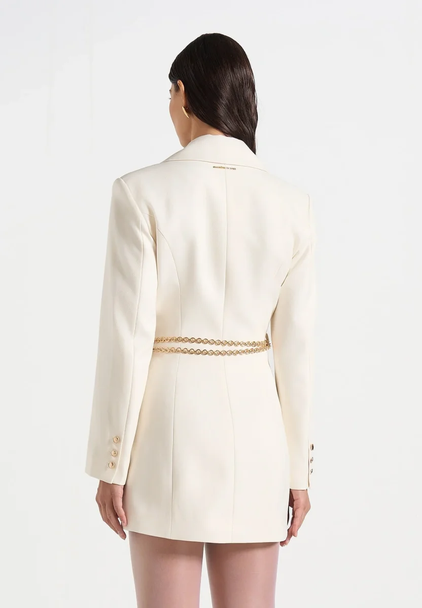 Zara - Double Breasted Blazer Dress With Chain - Off White - Image 6