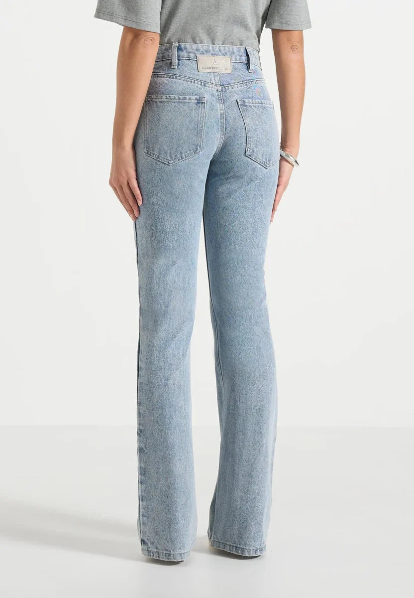 Abbie - Stacked Fit And Flare Jean - Mid Blue - Image 5