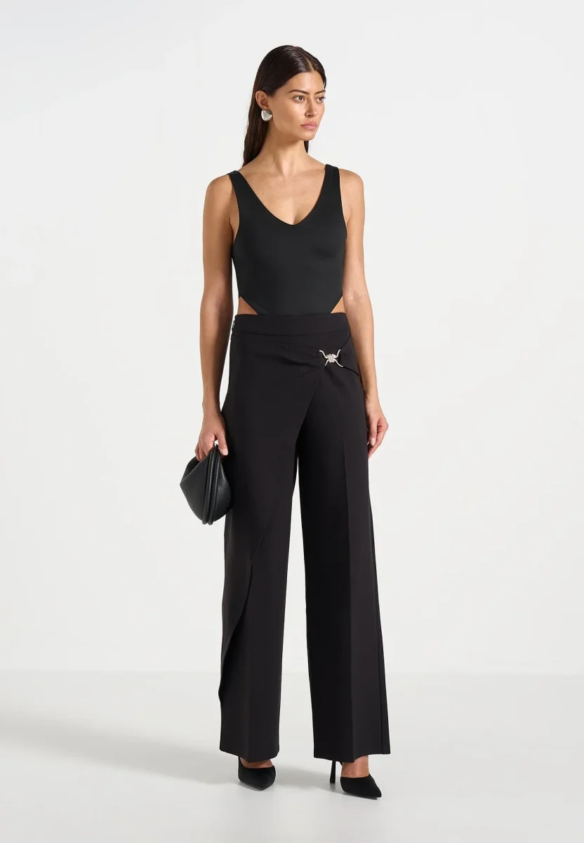Beryl - Wrap Tailored Pants With Hardware Detail - Black - Image 3