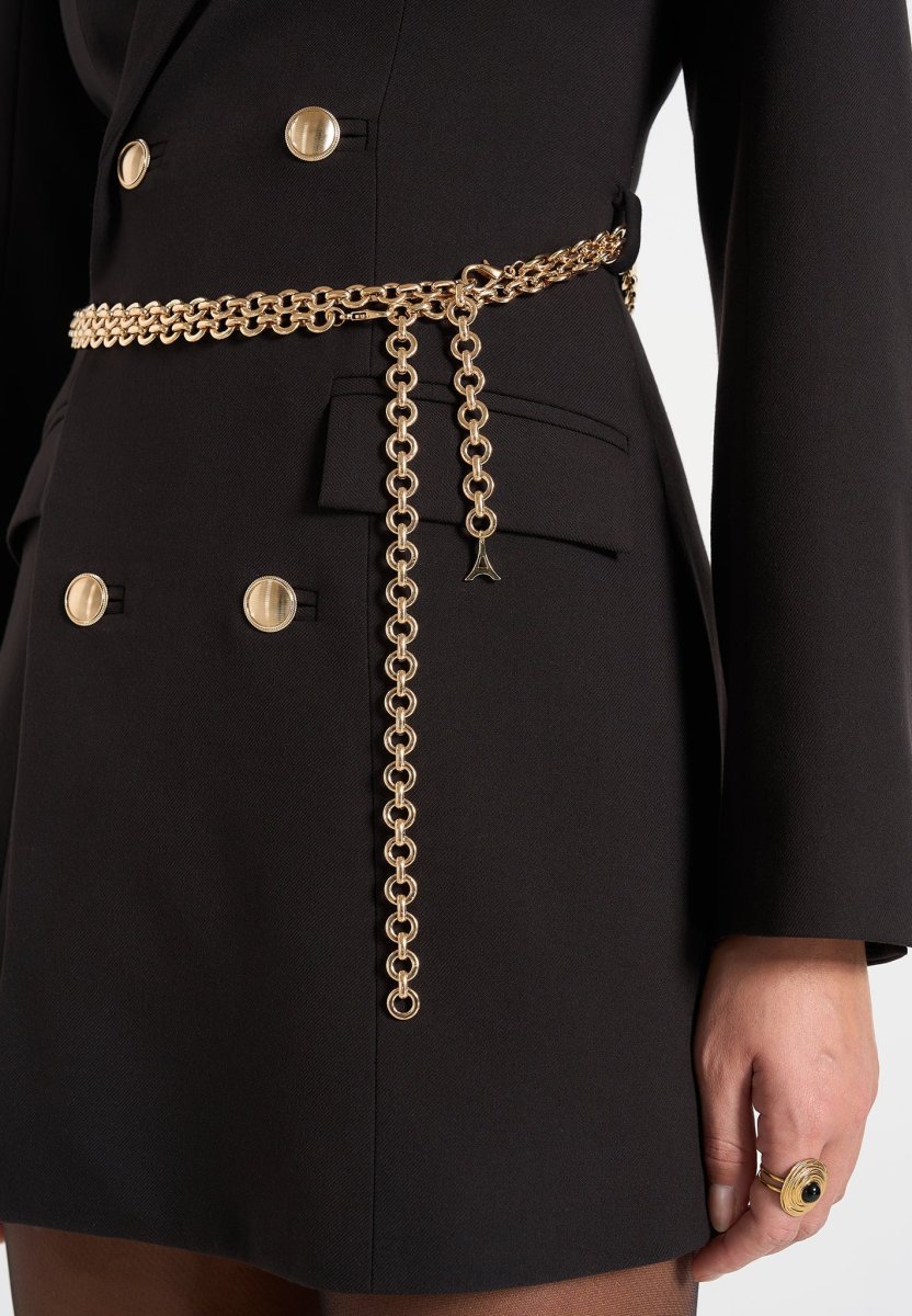 Zara - Double Breasted Blazer Dress With Chain - Black - Image 3