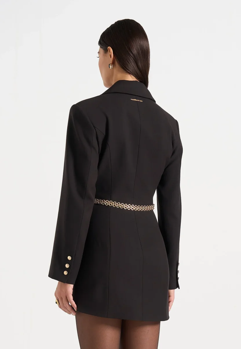 Zara - Double Breasted Blazer Dress With Chain - Black - Image 6