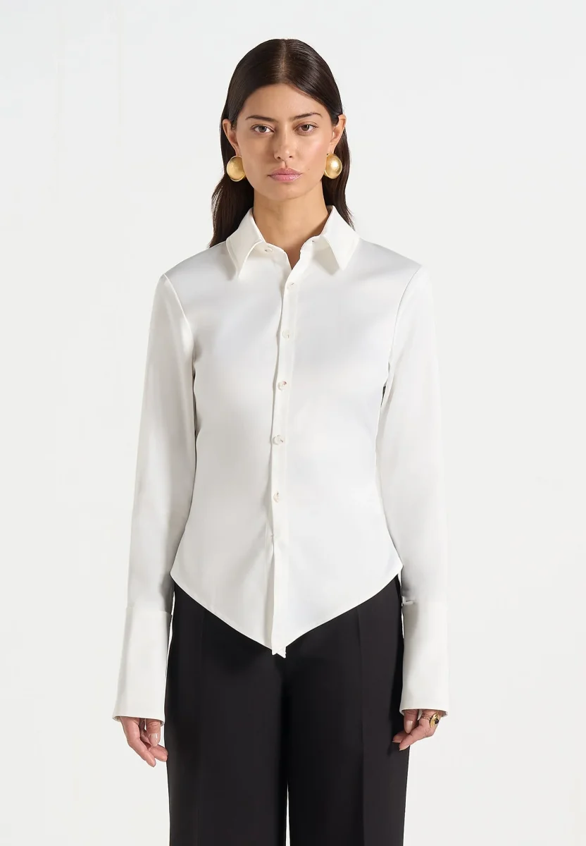 Sonia - Satin Cinch Shirt - White