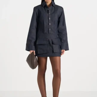 Laure - Cargo Shirt Mini Dress - Indigo