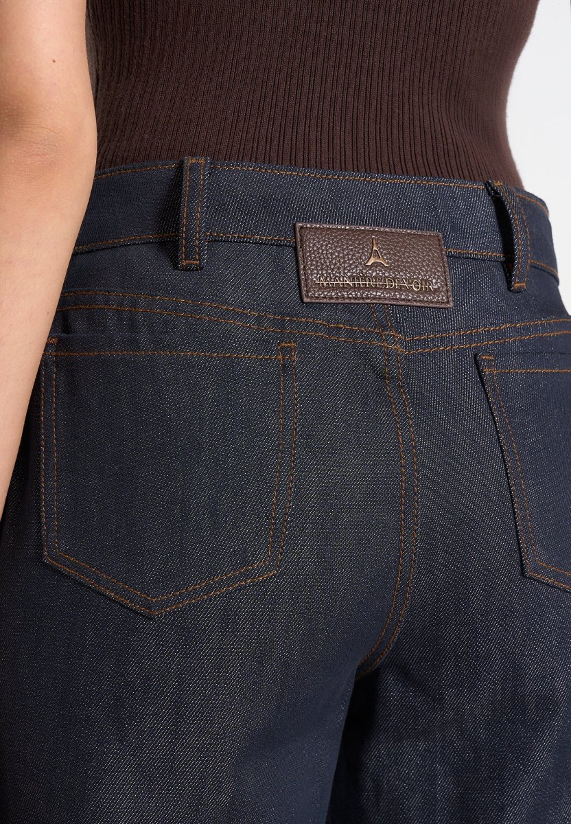 Florence - High Rise Straight Leg Denim Jeans - Indigo - Image 4