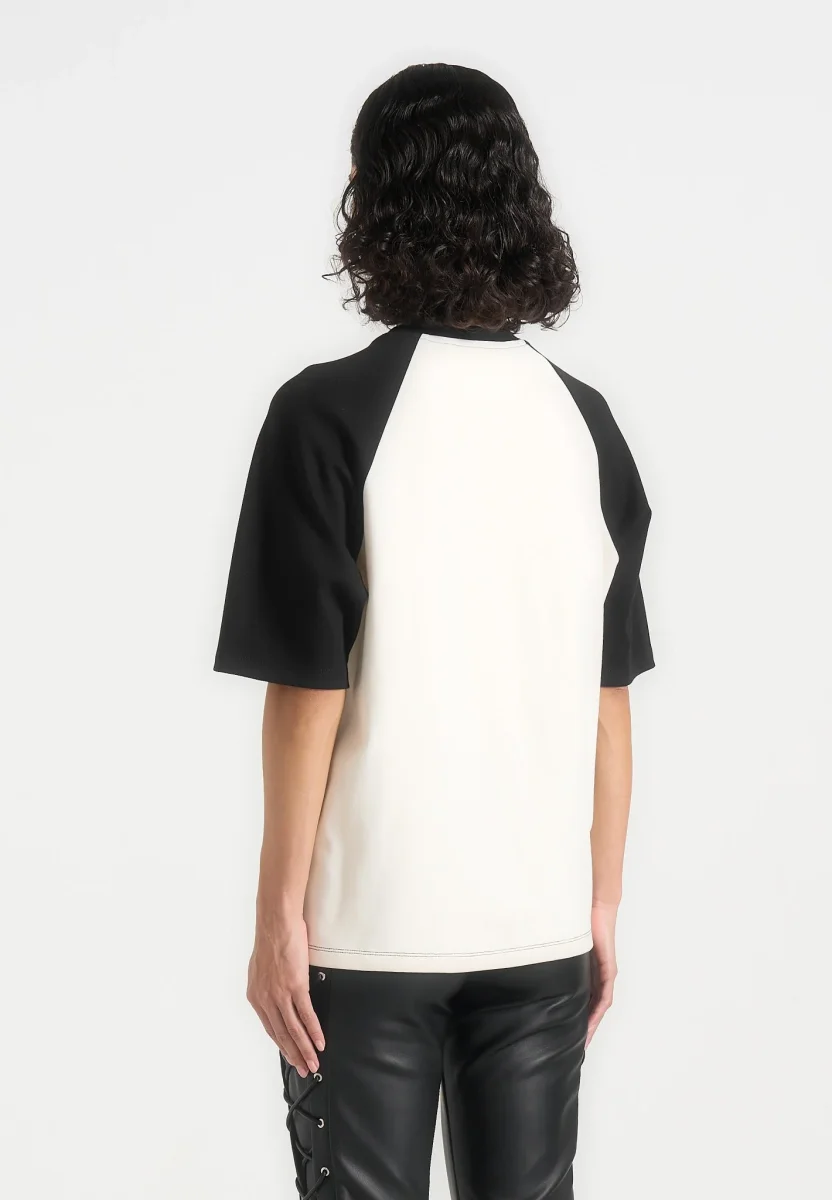 Unisex Signature Raglan Cotton T-Shirt - White/Black - Image 7