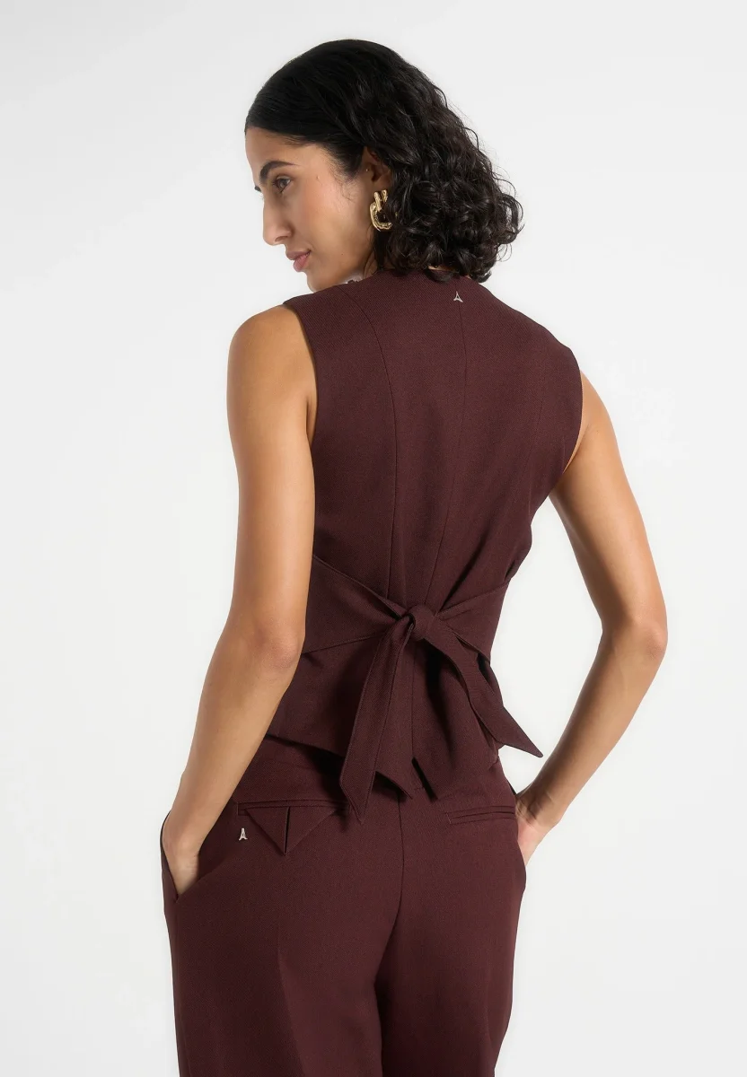 Christine - Tailored Cinch Waistcoat - Wine Red - Image 5