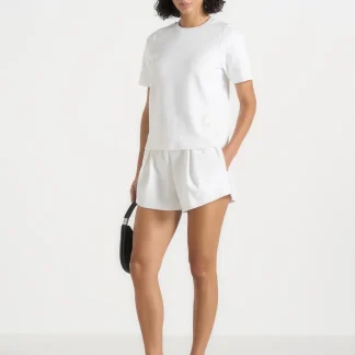 SH002 - Gathered Waist Cotton Shorts - White