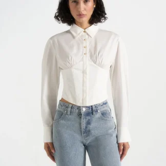 Margot - Cotton Corset Shirt - White