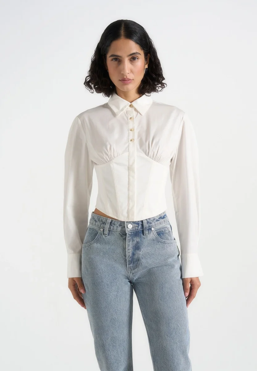 Margot - Cotton Corset Shirt - White - Image 2