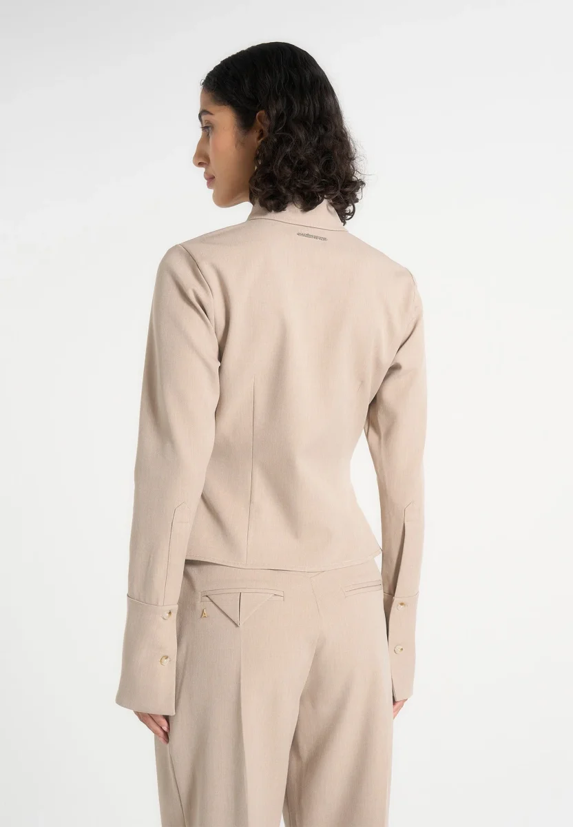 Sonia - Tailored Cinch Shirt - Taupe - Image 5