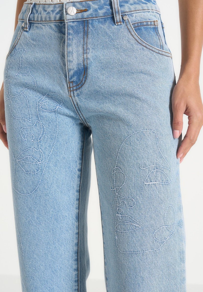 Calista - Line Art Denim Jeans - Mid Blue - Image 3