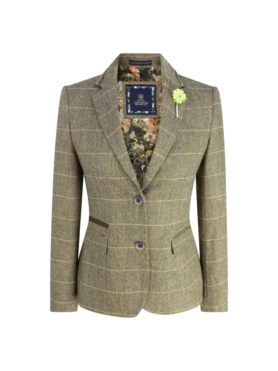 Blazer feminino em tweed marrom claro - Image 2