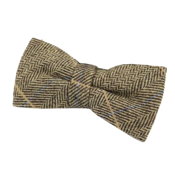Albert - Gravata Borboleta Masculina em Tweed Marrom com Estampa Espinha de Peixe