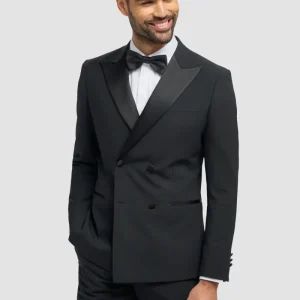 Aspen - Terno Smoking Preto Masculino de Duas Peças com Abotoamento Duplo