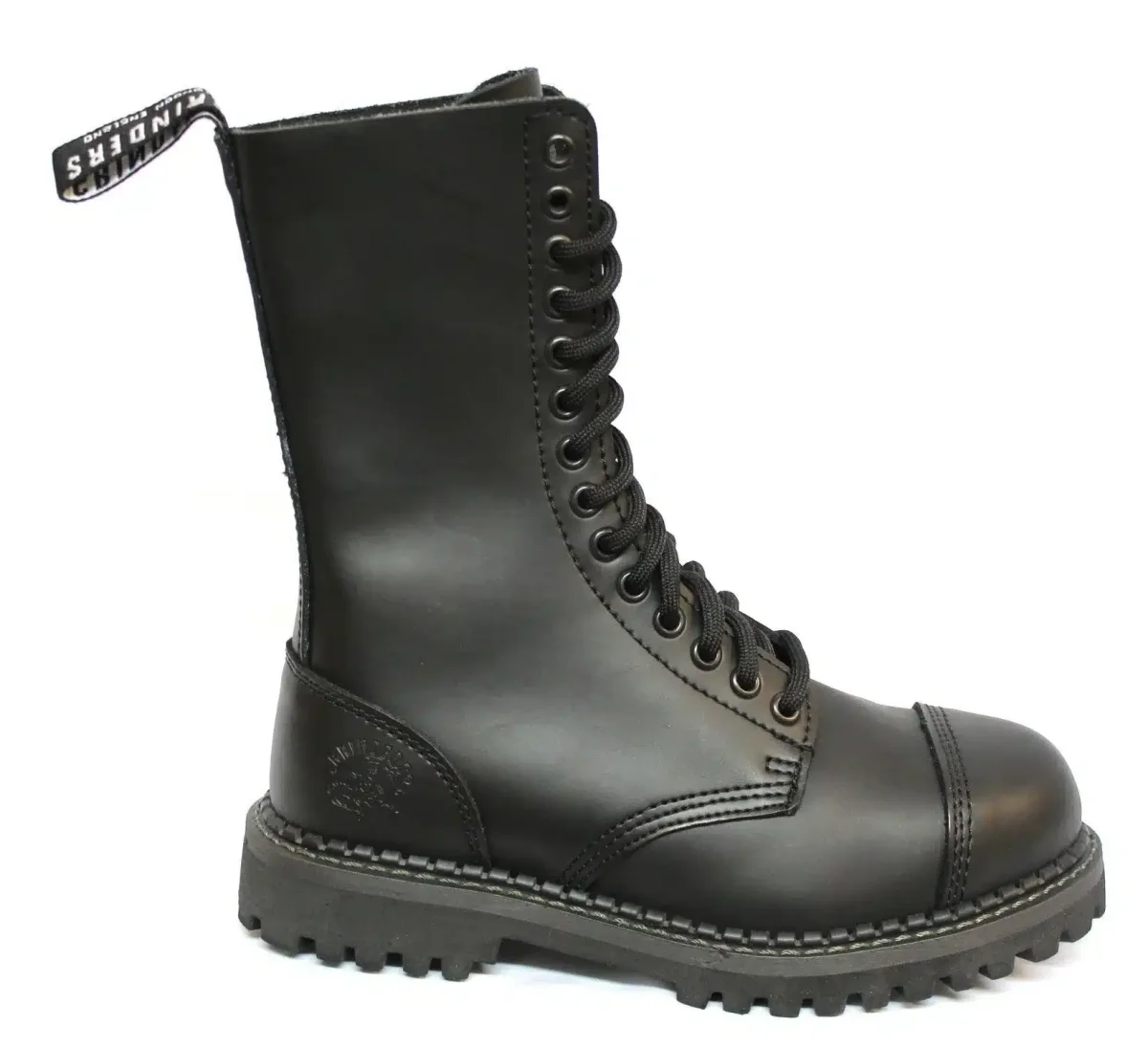 Botas militares unissex de couro legítimo, pretas, Ginders Herald, estilo punk rock, com biqueira de aço. - Image 3