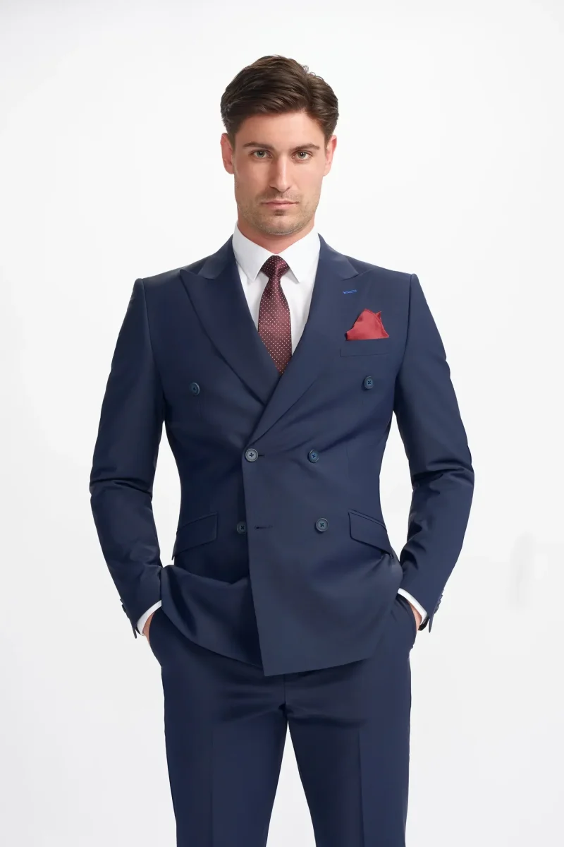 Bond - Terno Masculino Azul Marinho de Duas Peças com Abotoamento Duplo