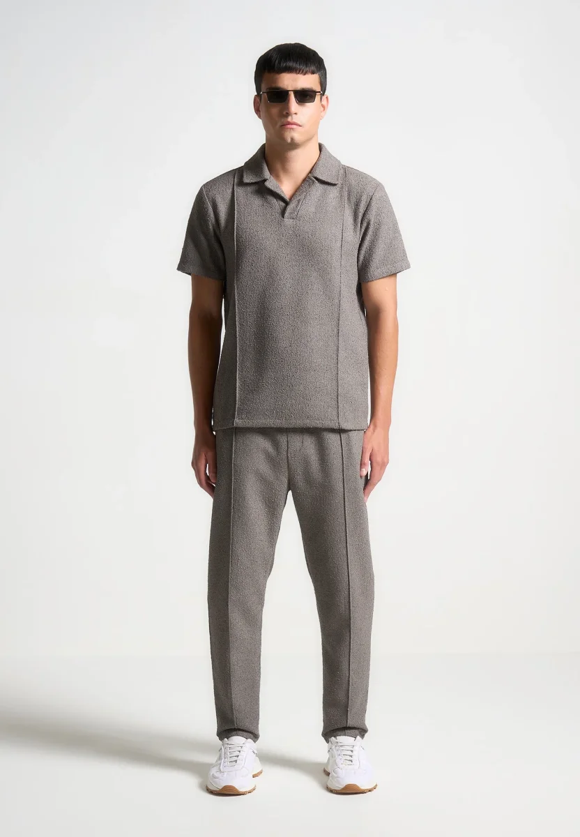 Boucle Pintuck Tapered Pants - Charcoal Grey - Image 3