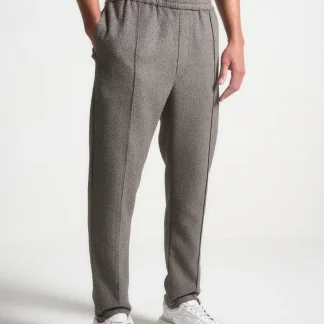 Boucle Pintuck Tapered Pants - Charcoal Grey