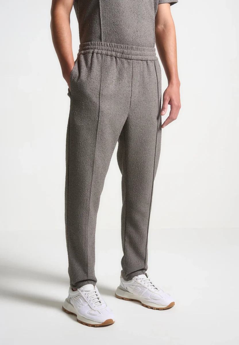 Boucle Pintuck Tapered Pants - Charcoal Grey