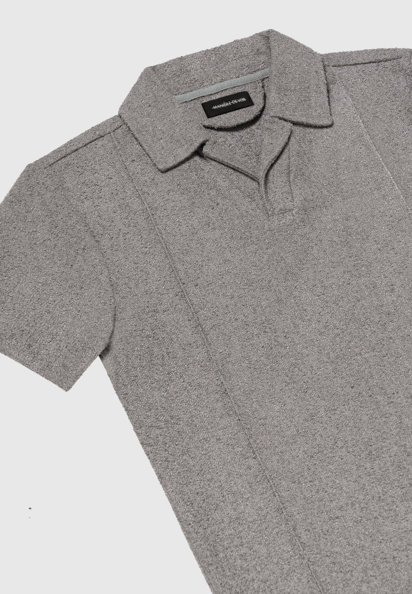 Boucle Revere Pintuck Polo Shirt - Charcoal Grey - Image 6