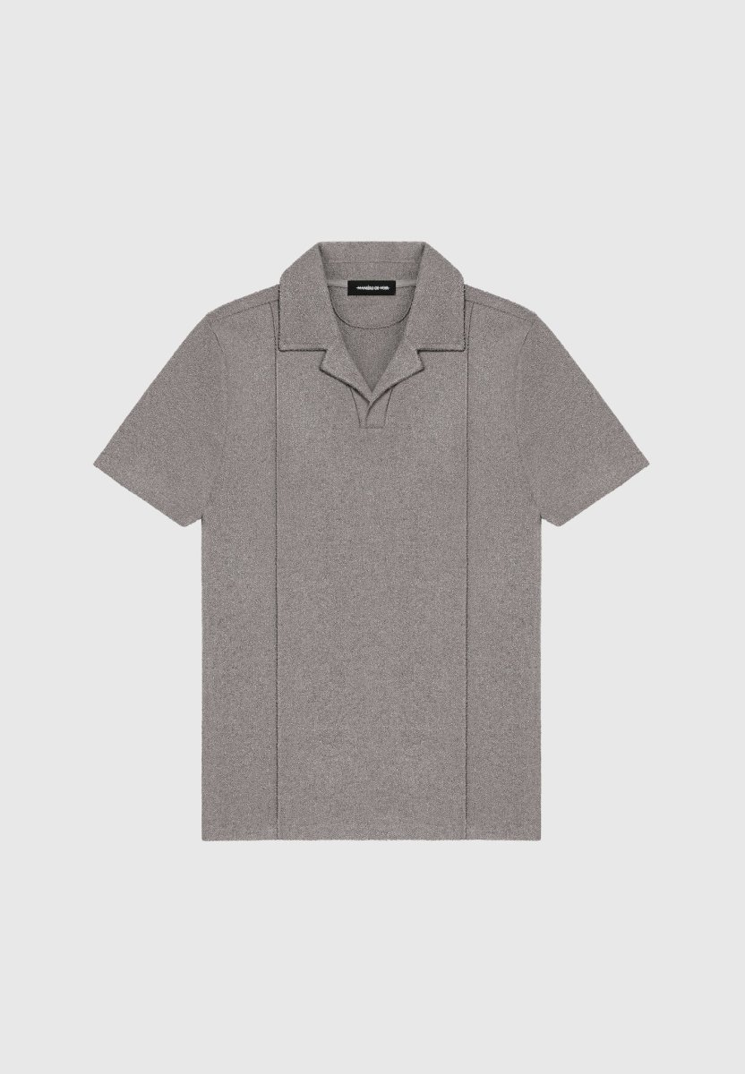 Boucle Revere Pintuck Polo Shirt - Charcoal Grey - Image 4