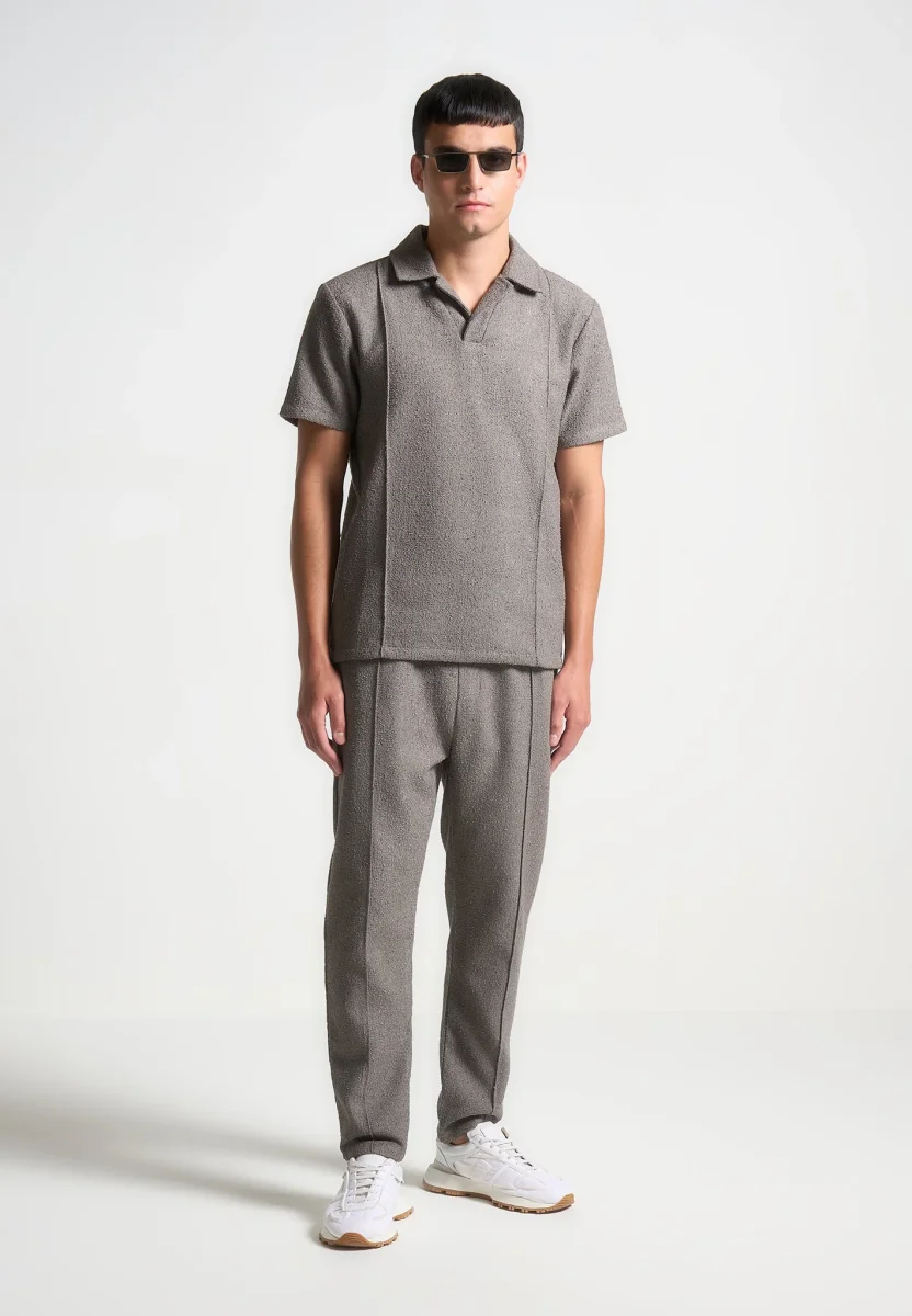Boucle Revere Pintuck Polo Shirt - Charcoal Grey