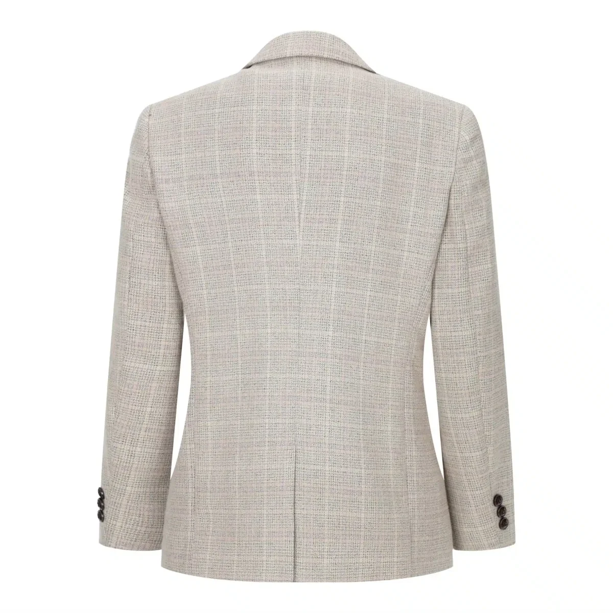 Terno de 3 peças para menino em tweed xadrez bege e marrom, estilo vintage retrô clássico. - Image 7