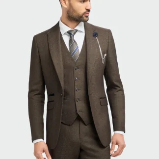 Caridi - Blazer masculino em tweed marrom