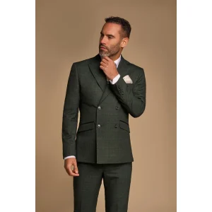 Caridi - Terno masculino de duas peças verde-oliva com abotoamento duplo