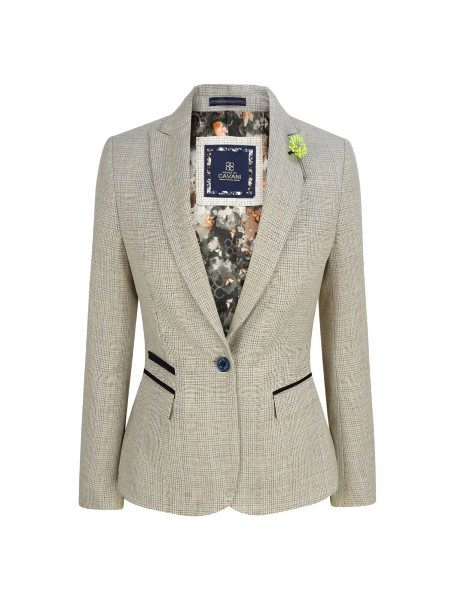 Blazer feminino de tweed creme - Image 2