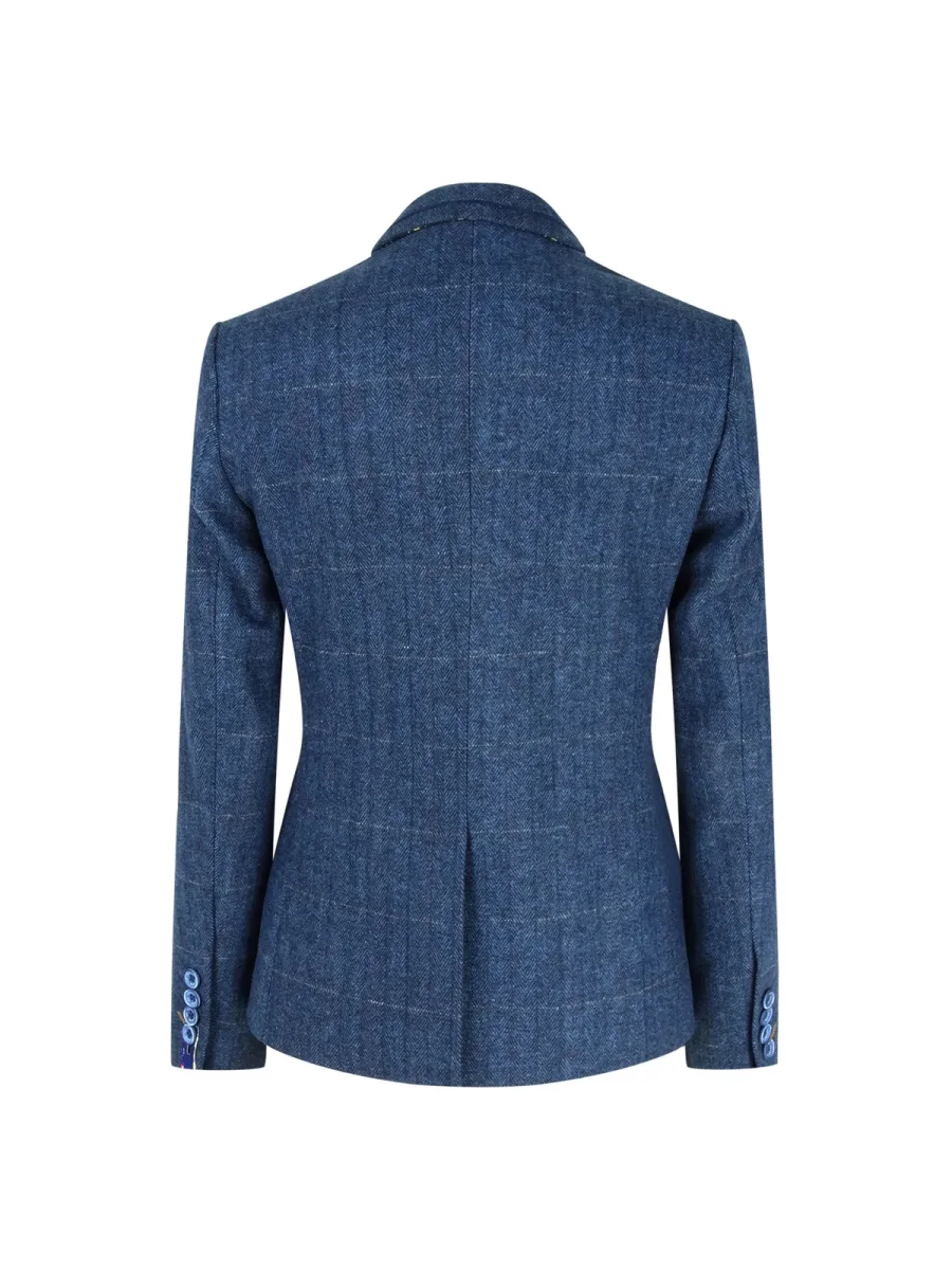 Blazer feminino formal em tweed azul - Image 6