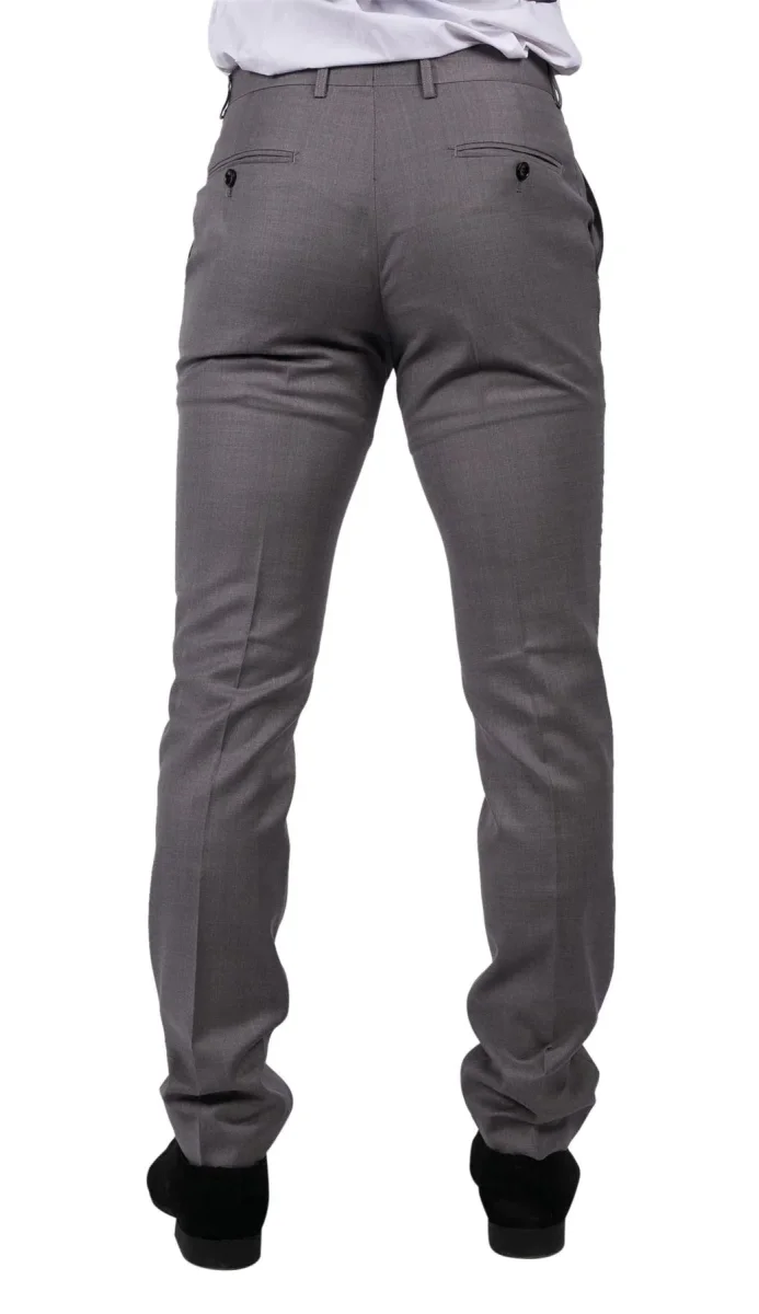 Calças masculinas cinza claro com costura clássica para casamento, verão e formatura. Estilo clássico para noivos. - Image 3