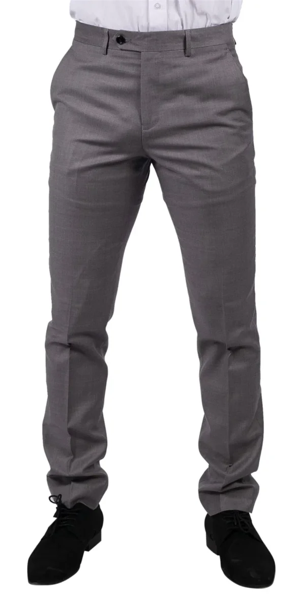 Calças masculinas cinza claro com costura clássica para casamento, verão e formatura. Estilo clássico para noivos.