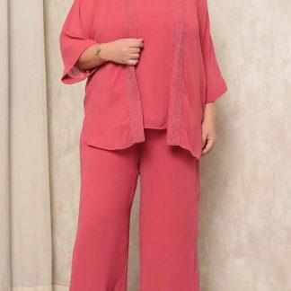 Conjunto Plus Size 3 peças Bordado Manual