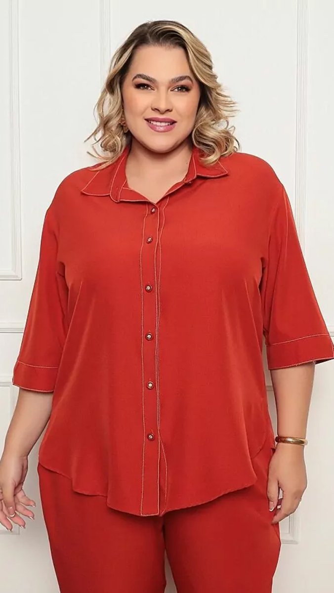 Conjunto Plus Size com Camisa e Calça Pantalona - Image 3