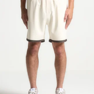 Raoul - Contrast Border Shorts - Cream/Brown