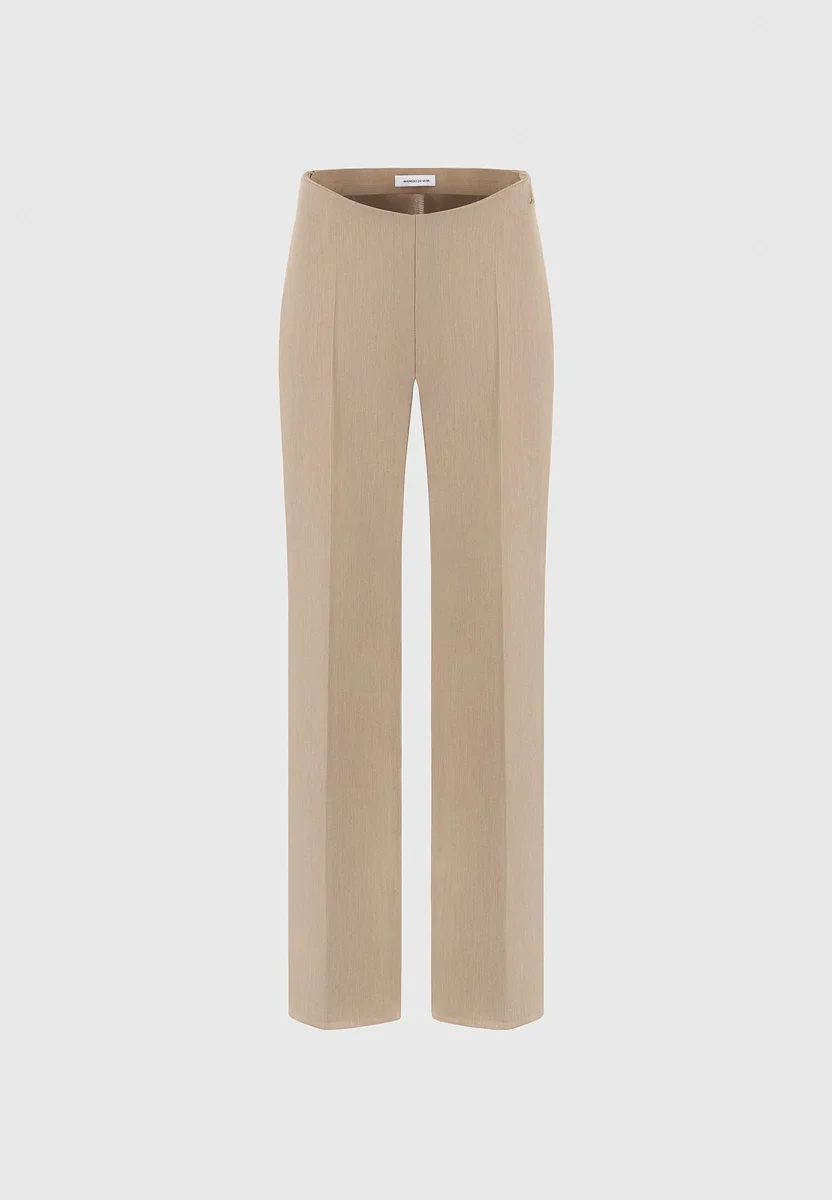 Curved Waist Tailored Pants - Dark Beige - Image 6