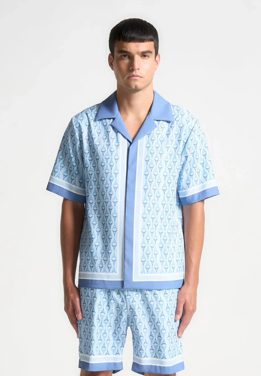 Eiffel Monogram Resort Shirt - Blue - Image 3