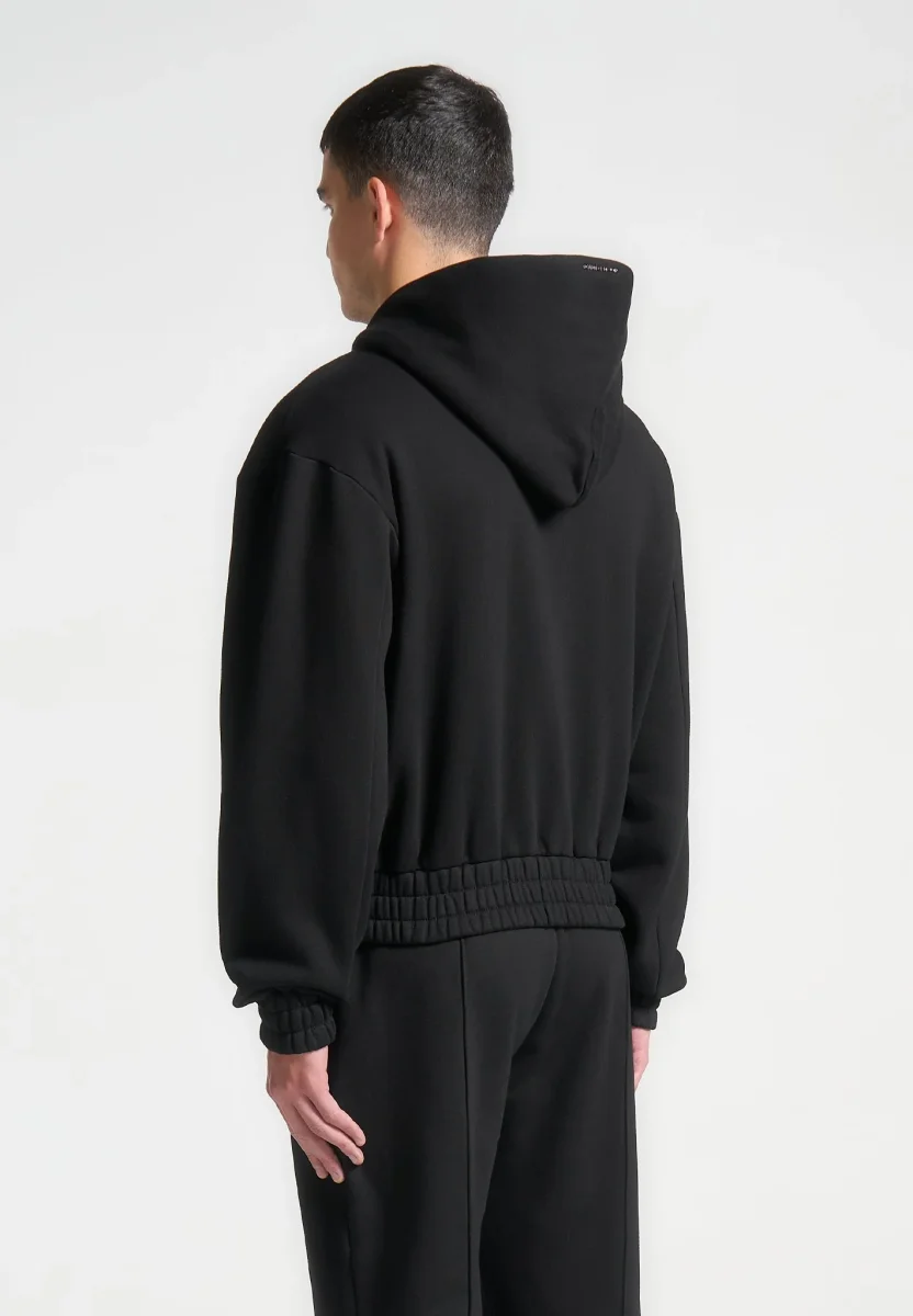 JS006 - Embossed Zip Hoodie - Black - Image 4