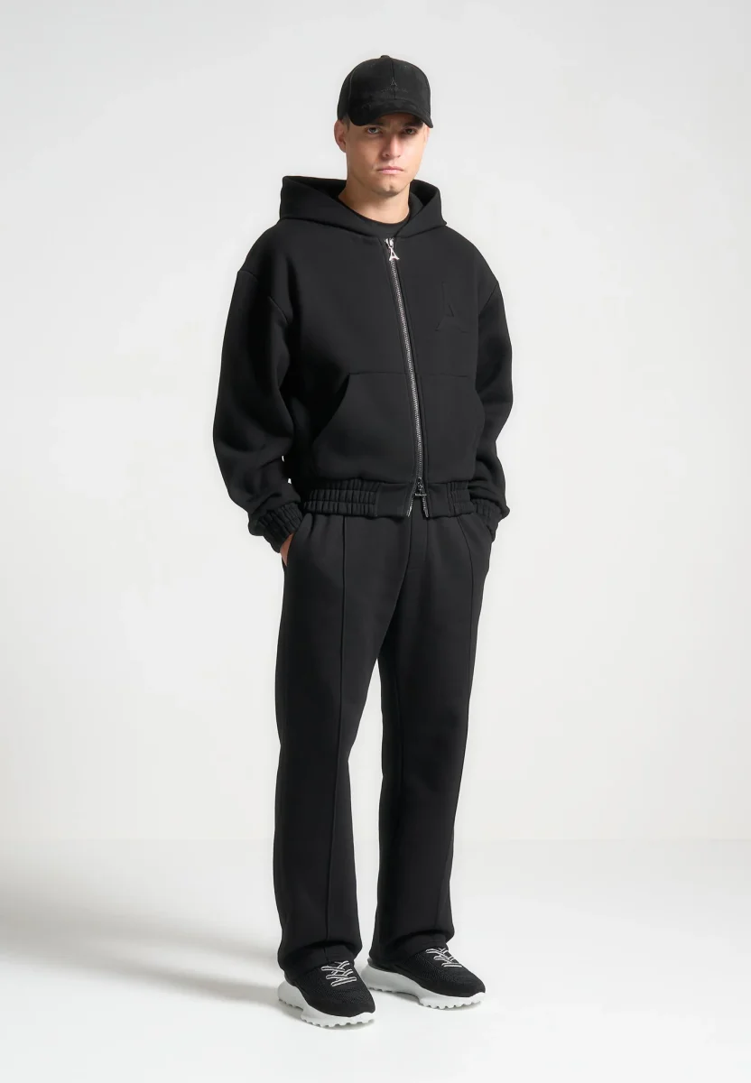 JS006 - Embossed Zip Hoodie - Black - Image 3