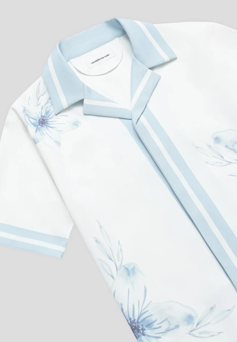 Floral Border Resort Shirt - Blue - Image 6