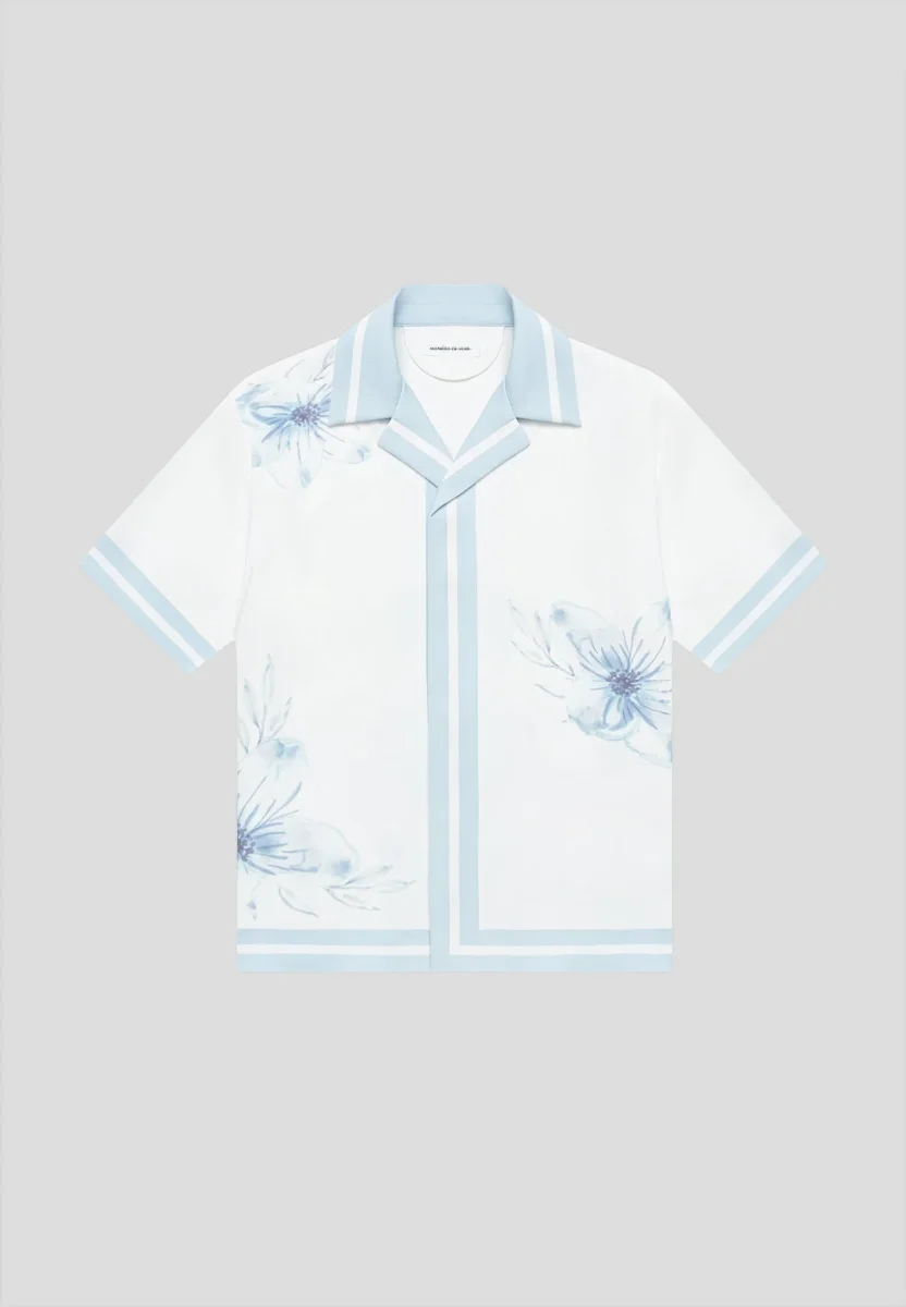 Floral Border Resort Shirt - Blue - Image 4