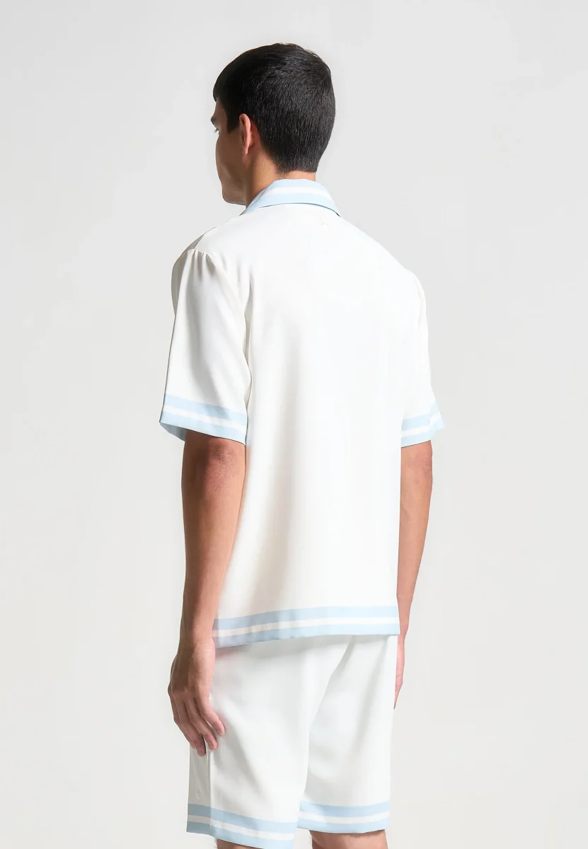 Floral Border Resort Shirt - Blue - Image 5