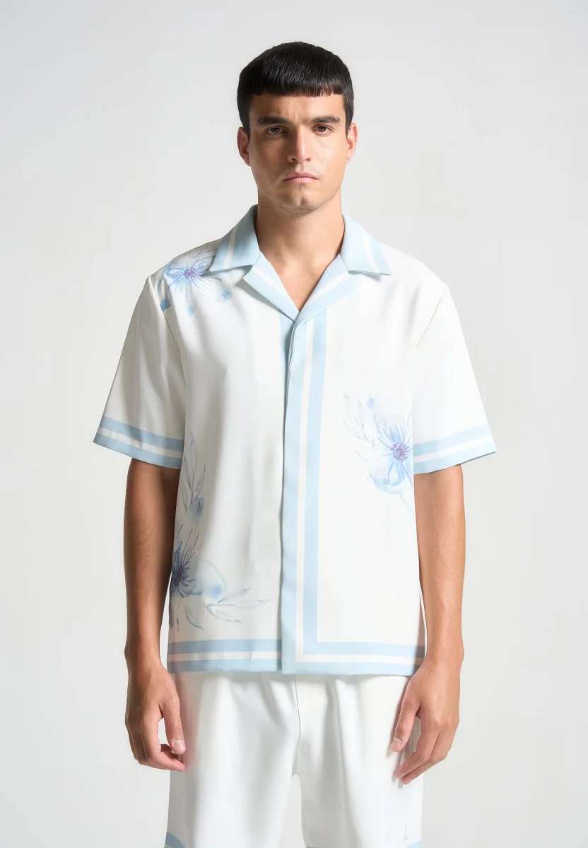 Floral Border Resort Shirt - Blue - Image 3