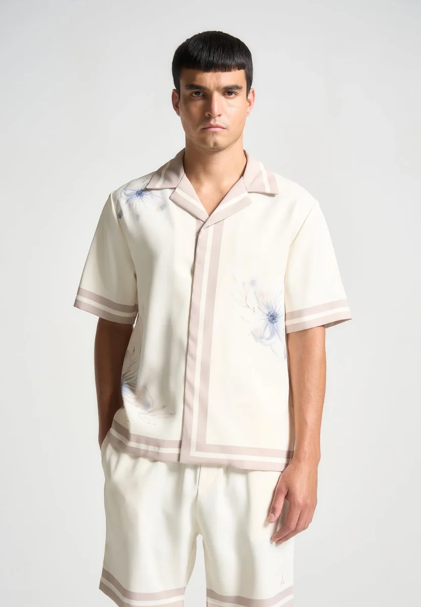 Floral Border Resort Shirt - Cream - Image 3