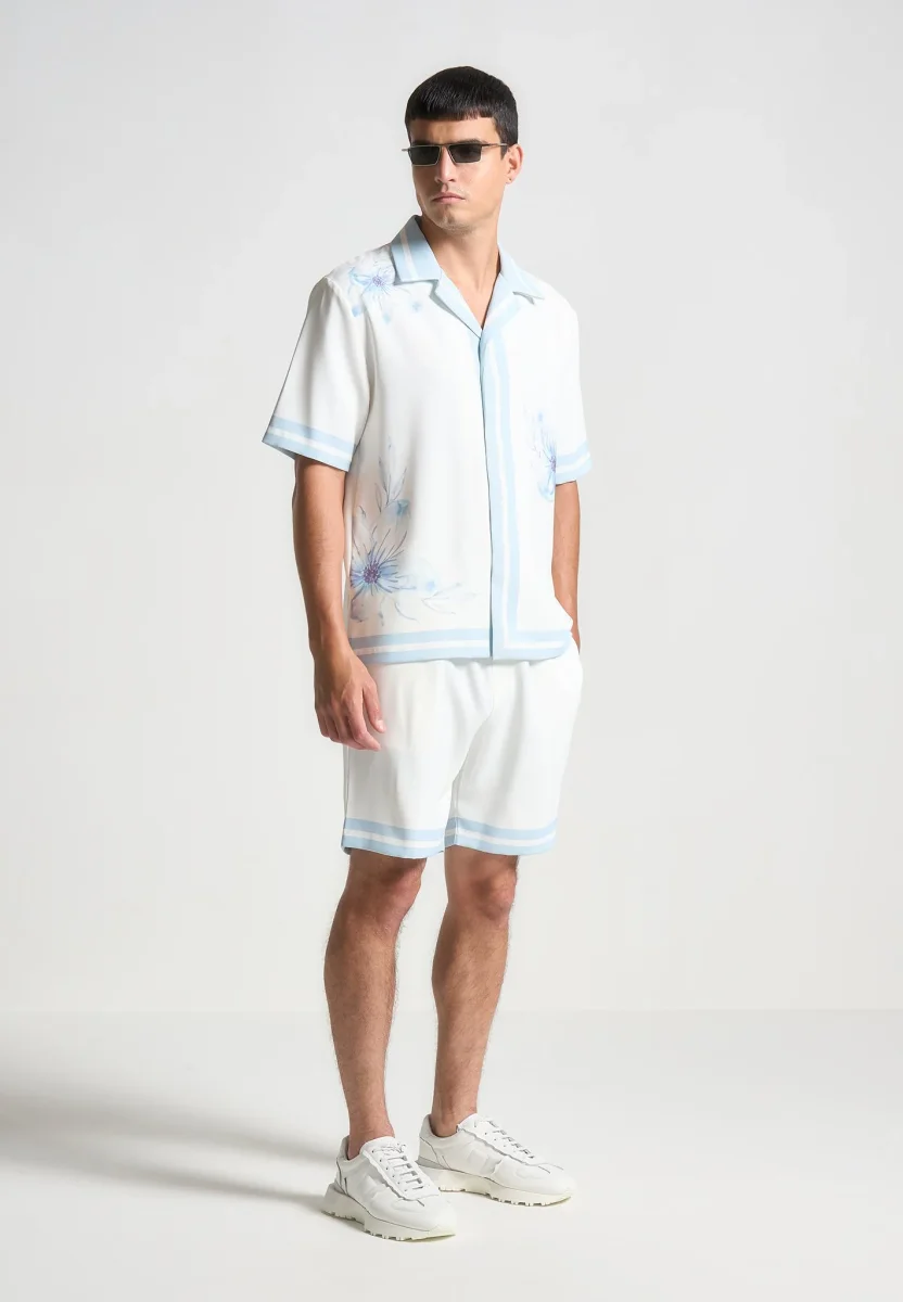 Floral Border Shorts - Blue - Image 3