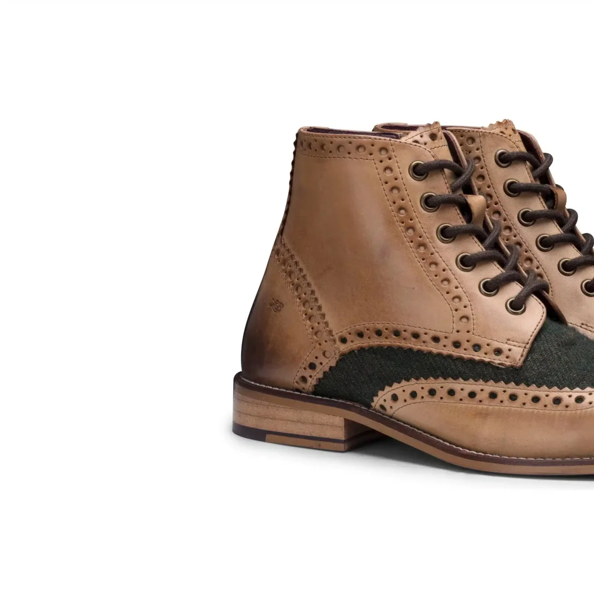 Botas masculinas vintage em couro legítimo, estilo brogue, anos 1920, em camurça e tweed, com cadarço, elegantes e formais. - Image 4